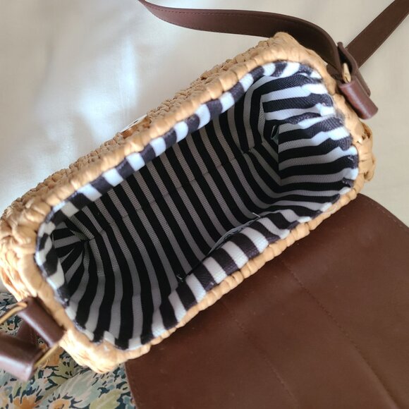 Straw/faux leather cross body bag/purse - Picture 3 of 7